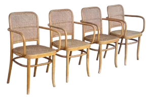 A Set of Four Mid Century Thonet Style Bentwood Prague Chairs Chairs