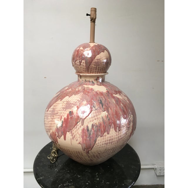 Monumental Postmodern Drip Glaze Ceramic Table Lamp in the Manner of Gary McCloy, Palm Springs Estate For Sale - Image 11 of 12
