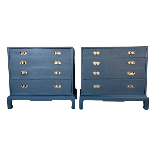 Vintage Pair Henredon Michael Taylor Boho Chests Drawers Dressers Hollywood a Pair For Sale