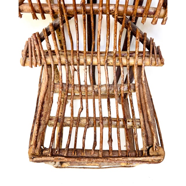 Vintage Rustic Twig Chair With Woven Seat Folk Art Decor For Sale - Image 4 of 11