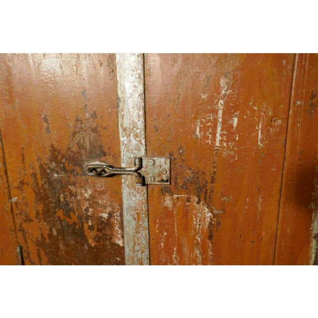 French Rustic 2-Door Cupboard with Distressed Worn Paint, 1880s For Sale - Image 6 of 9