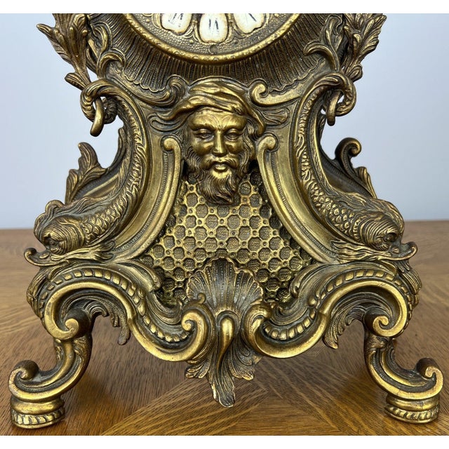 Vintage French Brass Ornate Cherub Mantel Clock For Sale - Image 4 of 13