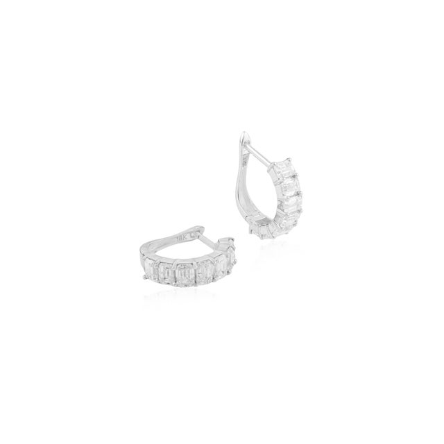 Not Yet Made - Made To Order VRJewels 18k White Gold 3.11 Carat Natural Diamond Baguette Earrings- A Pair For Sale - Image 5 of 13