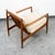 Mid Century Danish Modern Lounge Chair Walnut Wool Fabric Armchair Vintage White For Sale - Image 4 of 12