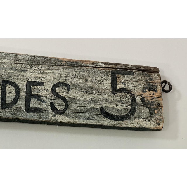 1910s 1910–1925 Canoe Rides 5 Cents Wood Sign, 34”x3.5” For Sale - Image 5 of 11
