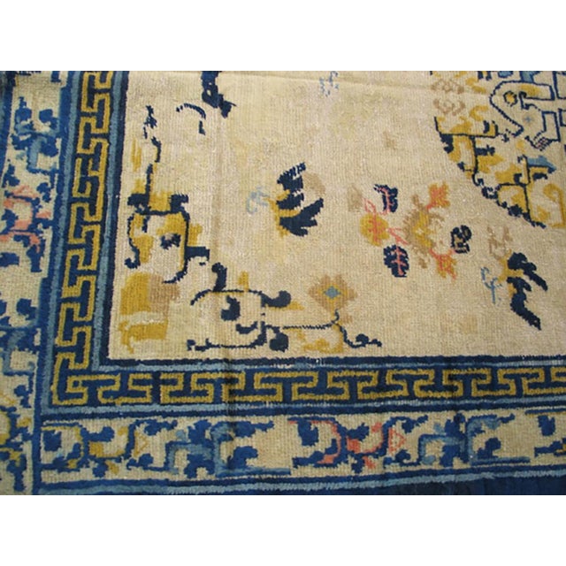1880s Ivory Yellow Antique Chinese Ningxia Rug 4'6" X 6'6" Hand Knotted Wool Carpet For Sale - Image 4 of 5