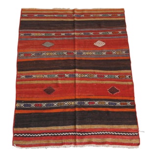1960s Tribal Home Decor Red Tone Floor Kilim For Sale