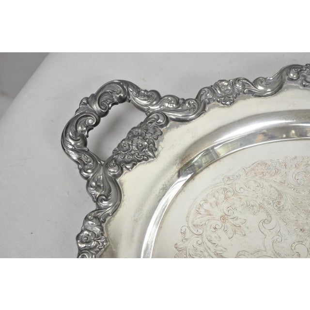 Mid 20th Century Vintage Poole 400 Lancaster Rose Silver Plated Bar Serving Platter Tray on Feet For Sale - Image 5 of 14