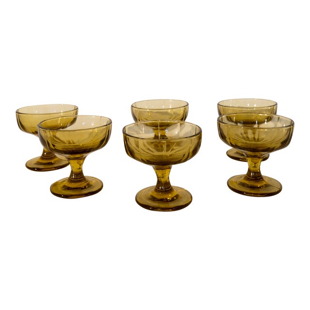 1960s Vintage Amber Dessert Glasses Set of 6 Chairish
