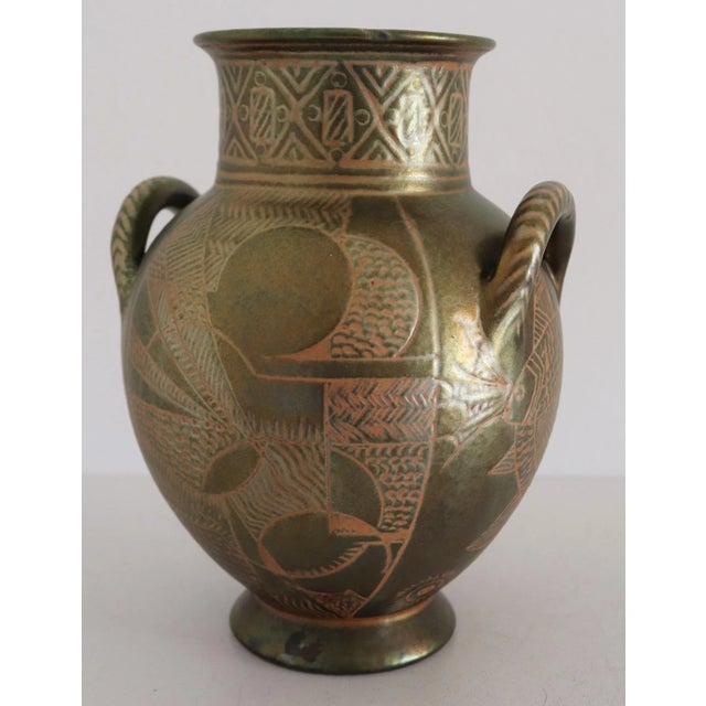 Italian Hand Painted Glazed Ceramic Vase by Riccardo Gatti, 1950s For Sale - Image 12 of 18