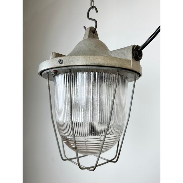 1970s Light Industrial Grey Bunker Light from Polam Gdansk, 1970s For Sale - Image 5 of 14