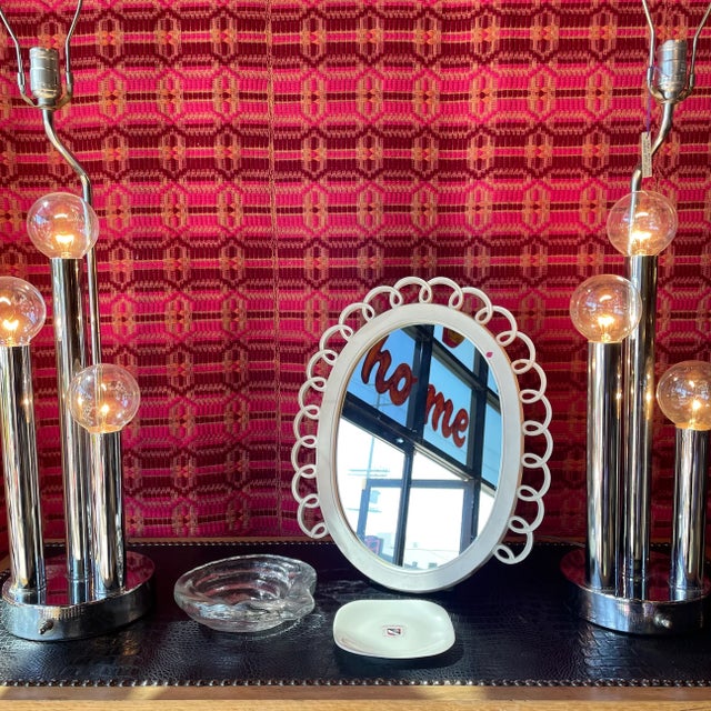 Folk Art 1940's Wooden Tabletop Mirror For Sale - Image 3 of 7