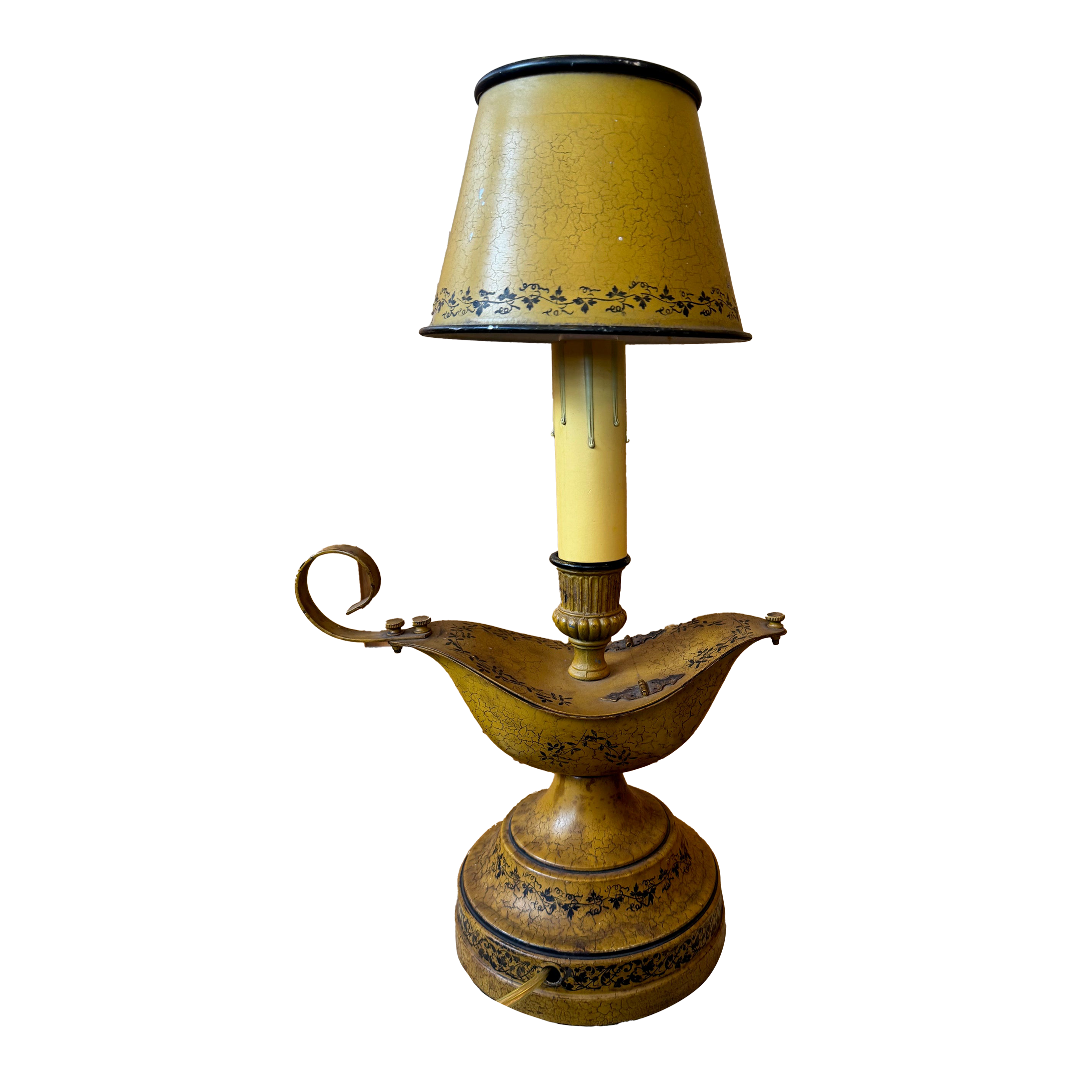 Vintage Italian Single Light Mustard & Black Tole Ware Electric