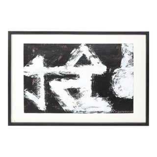 Mid-Century "Dakota Series" B&w Abstract Acrylic on Paper by Harry Bertschmann For Sale
