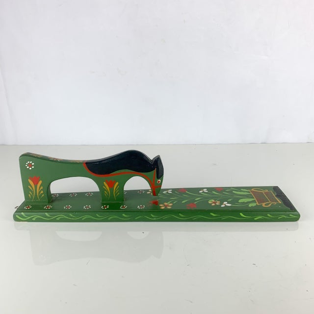 Wood Vintage Primitive Swedish Mangle Board Carved Wood Wooden Scandinavian Horse For Sale - Image 7 of 9