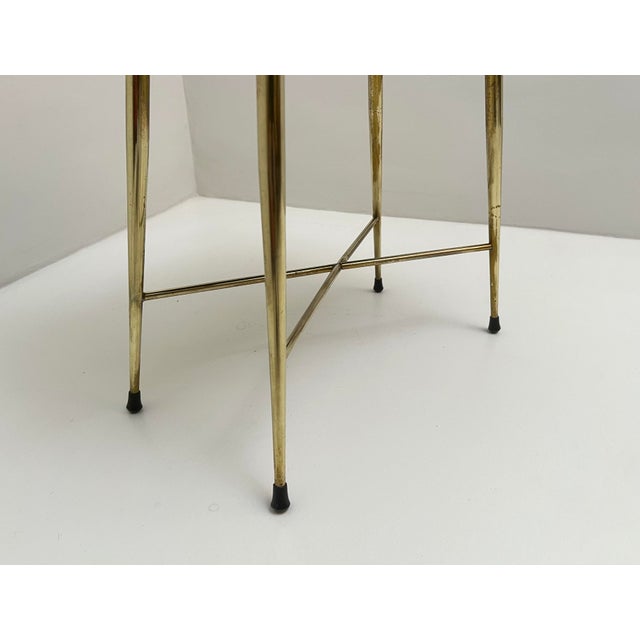 Mid-Century Modern Vintage Bench in Brass and Velvet, 1950s For Sale - Image 3 of 4
