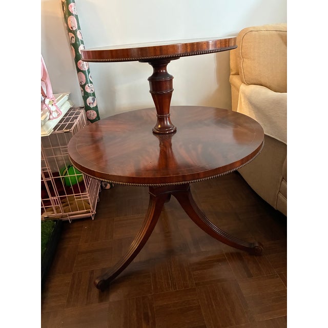1930s Vintage Solid Wood Two Tiered End Table For Sale - Image 5 of 17