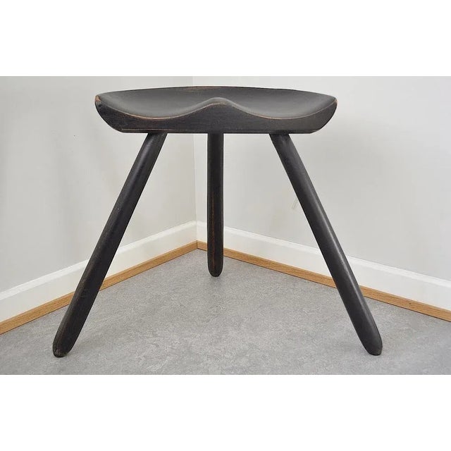 Very elegant mid-century Scandinavian three-legged stool by Arne Hovmand-Olsen, 1960s. - The stool is made of beech wood....