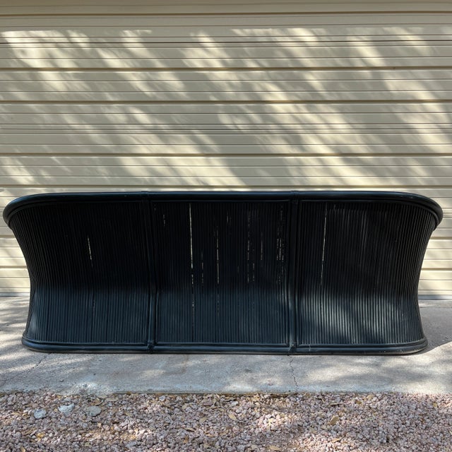 1970s Henry Link Split Reed Bamboo Three-Seat Sofa For Sale - Image 12 of 12