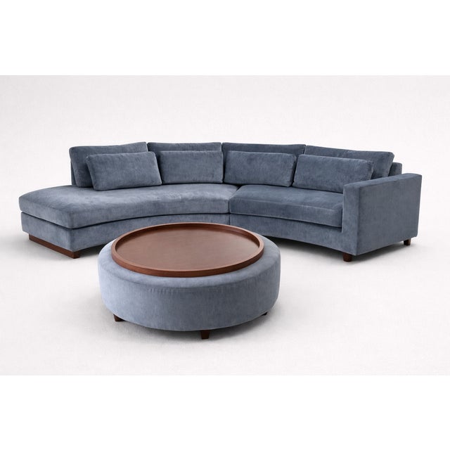 One-of-One Bespoke Curved 2 Piece Sectional + Ottoman + Custom Table For Sale In Washington DC - Image 6 of 11