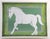 Painting of a Horse in muted shades of green, beige, grey, antique white with multiple borders. This coordinates well with...