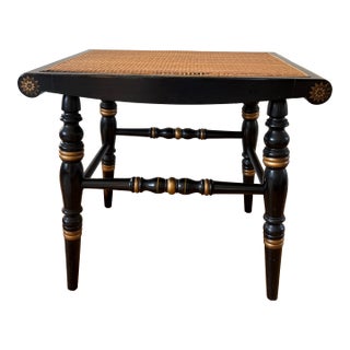 1950s Genuine Hitchcock Bench Federal Style Ebonized With Stenciled Details For Sale