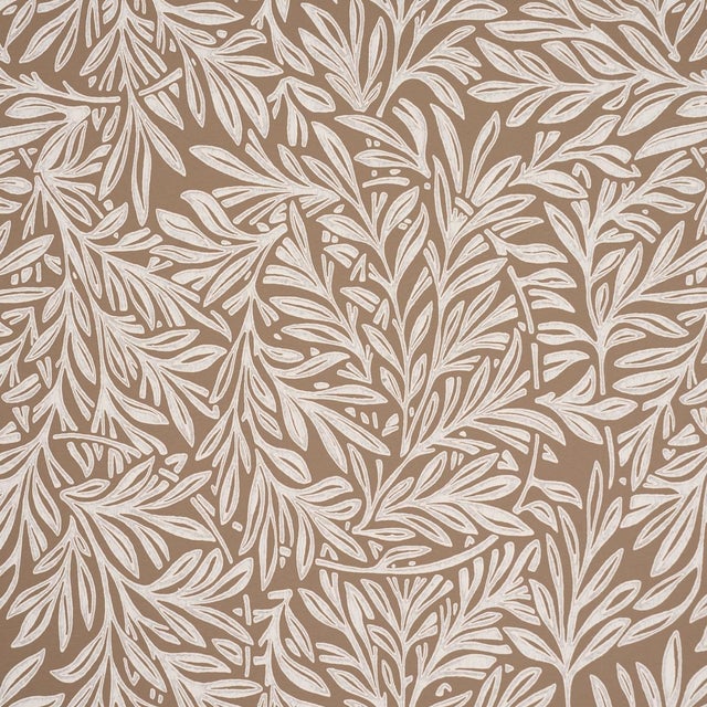 Contemporary SAMPLE - Schumacher Willow Leaf Wallpaper In Mocha For Sale - Image 3 of 4