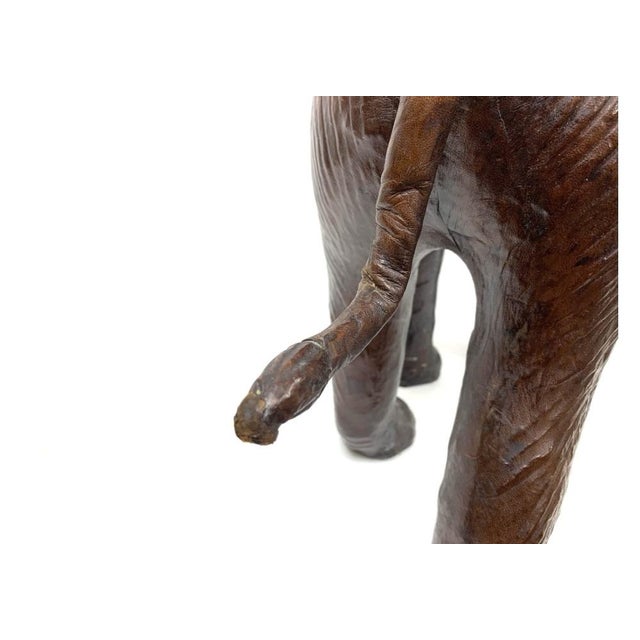 Mid Century Striding Leather Elephant For Sale - Image 12 of 12
