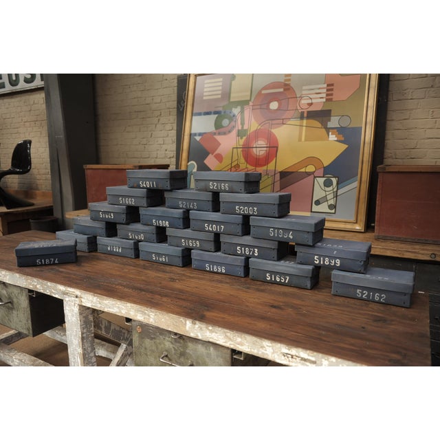 French Bank Ingot Boxes in Blue, 1940s, Set of 7 For Sale - Image 14 of 14