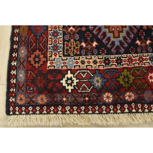 Yalameh Rug 3'5'' X 4'9'' Multicolor Wool Vintage Tribal Hand-Knotted Carpet For Sale - Image 9 of 12