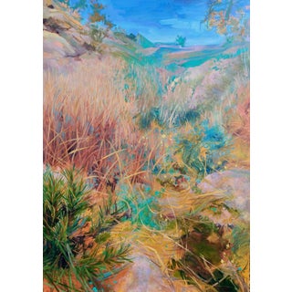 Grasses Rising by Charis Carmichael Braun | Oil on canvas Landscape with grasses and rocks For Sale