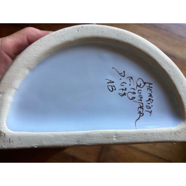 French Provincial 1990s Authentic 2 Piece Henriot Quimper French Faience Wall Fountain/Lavabo For Sale - Image 3 of 6