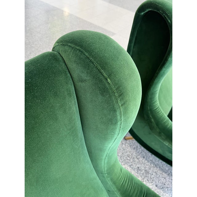 Marco Zanuso Green Velvet Mohair "Senior" Lounge Chairs - A Pair For Sale - Image 12 of 16