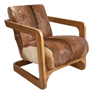 Farmhouse Teak & Hide Arm Chair