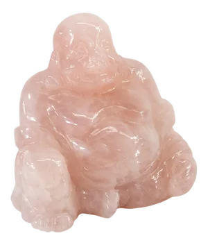 Chinese Carved Rose Quartz Crystal Laughing Buddha