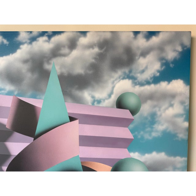 Large 1980s Postmodern Geometric Abstract Acrylic on Canvas Painting by Jack McVey For Sale - Image 9 of 12