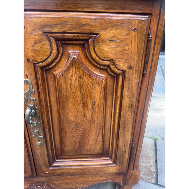 Brown Vintage Drexel Heritage "South of France" Provincial Oak Accent Cabinet For Sale - Image 8 of 16