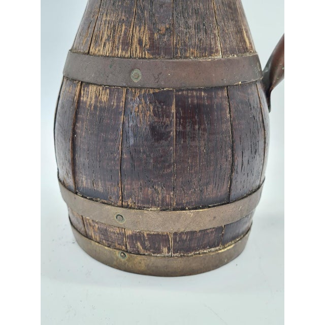 Antique Wooden Barrel-Shaped Jug with Brass Hoops 19th/20th Century, 1890s For Sale - Image 9 of 10
