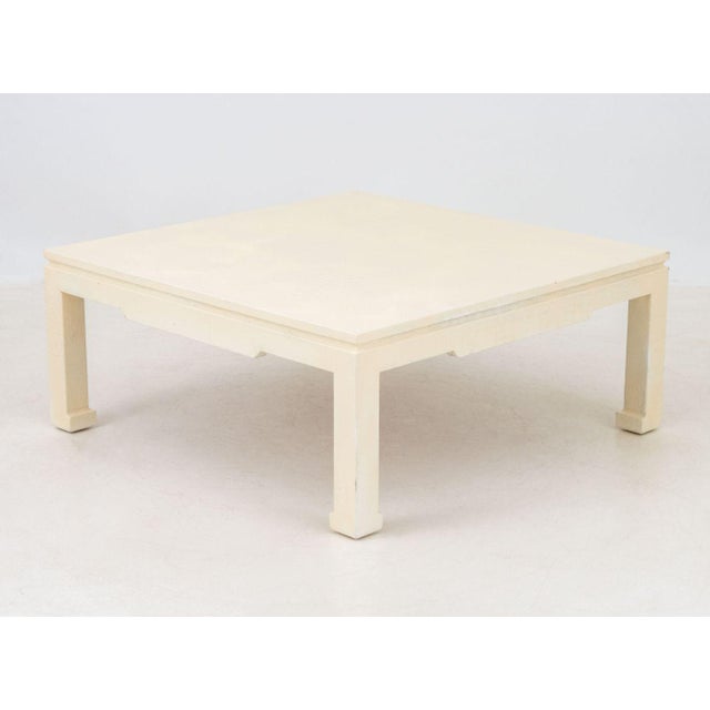 Wood Karl Springer Attr. Faux Crocodile Coffee Table For Sale - Image 7 of 7