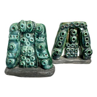 Studio Ceramic Bookends by Rudolf Mauke, Germany, 1960s, Set of 2 For Sale