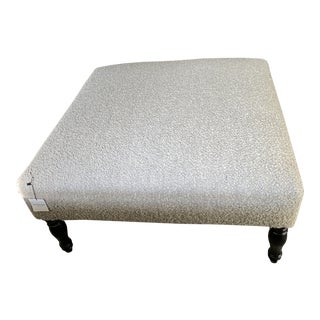 Custom Boucle Gray Ottoman For Sale
