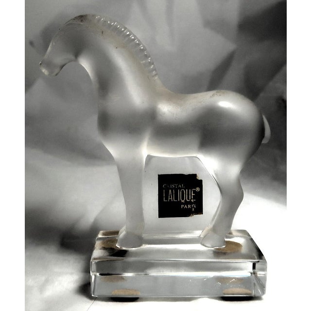 Late 20th Century Lalique (France) - Exquisite Signed Clear and Frosted Tang Horse With Original Label, Retired - For Sale - Image 11 of 16