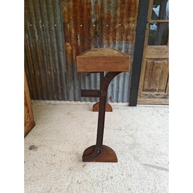 Industrial Console Table in Oak and Cast Iron, 1960s For Sale - Image 15 of 16