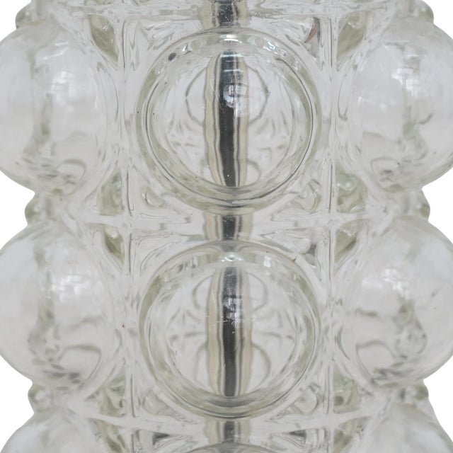- 17.25"h, 6"sq - By Nemo, Italy, 1970s - Glass, metal - Type A plug, rotary on/off switch on bulb base; accepts one...