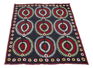 Vintage Hand-Embroidered Suzani Wall Hanging, Uzbekistan, 1920s