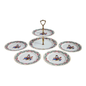 Vintage 1992 Block Spal Portugal " Whimsy Christmas" Desert Set