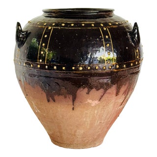 19th Century Glazed Ceramic Martaban Jar From Burma For Sale