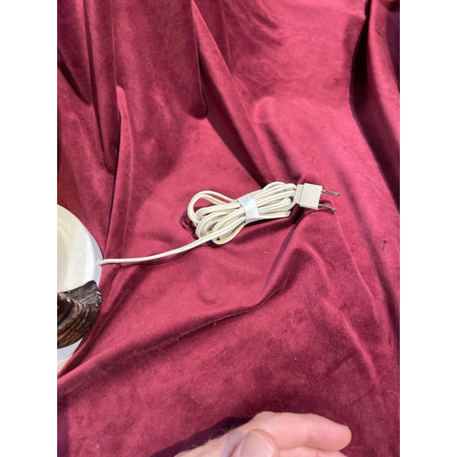 White Mid-Century Regency Ceramic Horn Lamp For Sale - Image 8 of 8