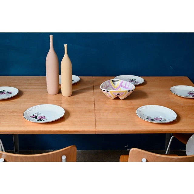 Extendable Table with Bent Steel and Light Wood Legs, 1990s For Sale - Image 3 of 18