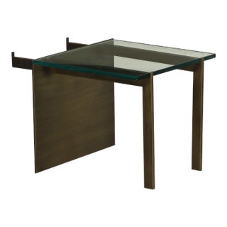 Modernist Glass and Bronze Coffee Table For Sale